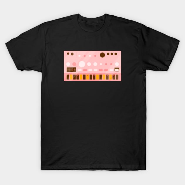 Peach Volca Bass Synthesizer T-Shirt by nostrobe